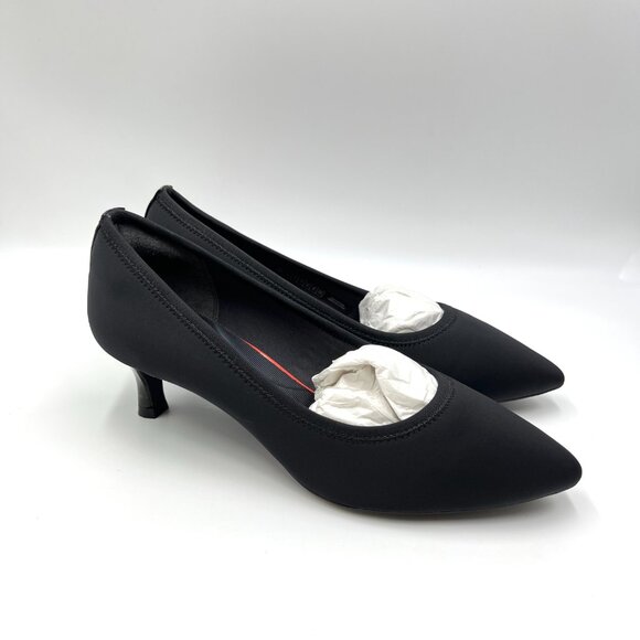 8W 8 WIDE WIDTH Rockport Total Motion Kaiya Black Kitten Heels Pumps Shoes - Picture 1 of 13